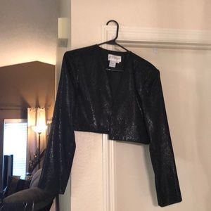 Shiny black dressy mini jacket